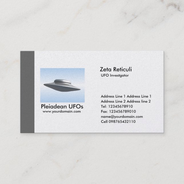 Carte De Visite Investigateur d'UFO de bord - gris (Devant)