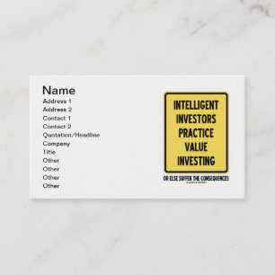Carte De Visite Investissement intelligent de valeur de pratique