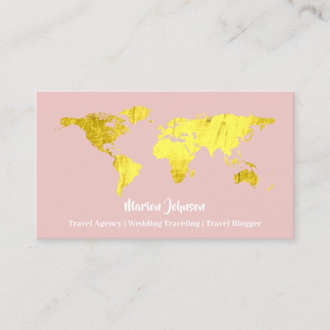 Carte De Visite Investissements Mariage Voyager Rose Monde (Devant)