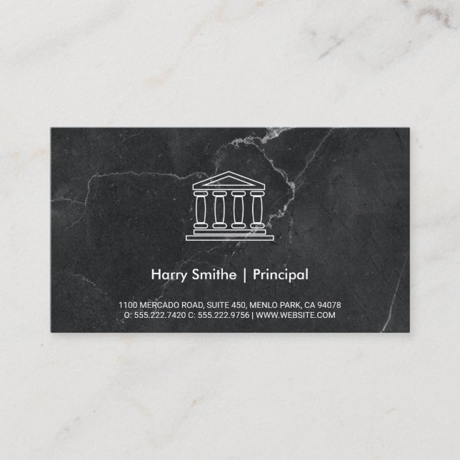 Carte De Visite Investisseur | Icône Pilier | Marbre noir (Devant)