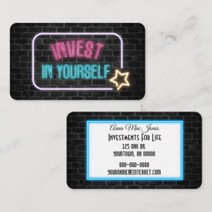 Carte De Visite Investissez Dans Vous-Même Panneau Neon