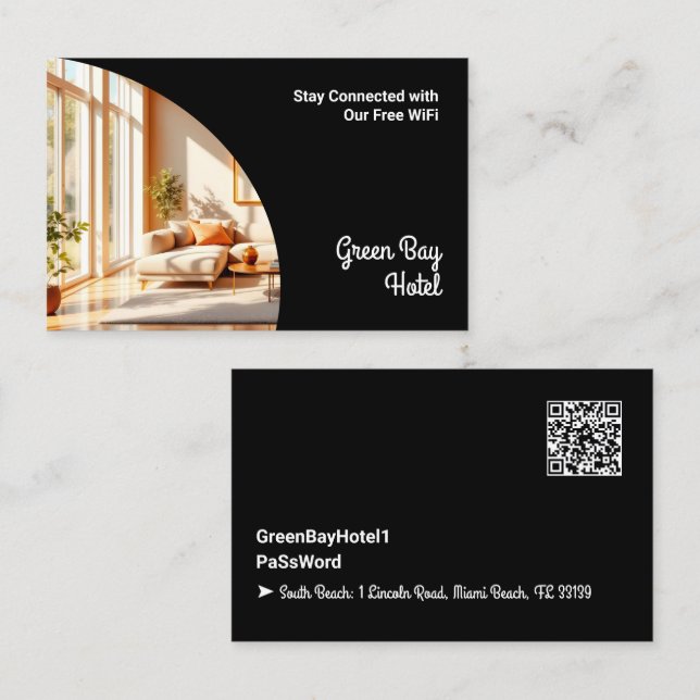 Carte De Visite Invité du mot de passe réseau Wifi (Devant / Derrière)