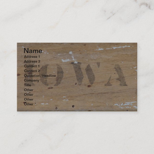 Carte De Visite Iowa sur le bois (Devant)