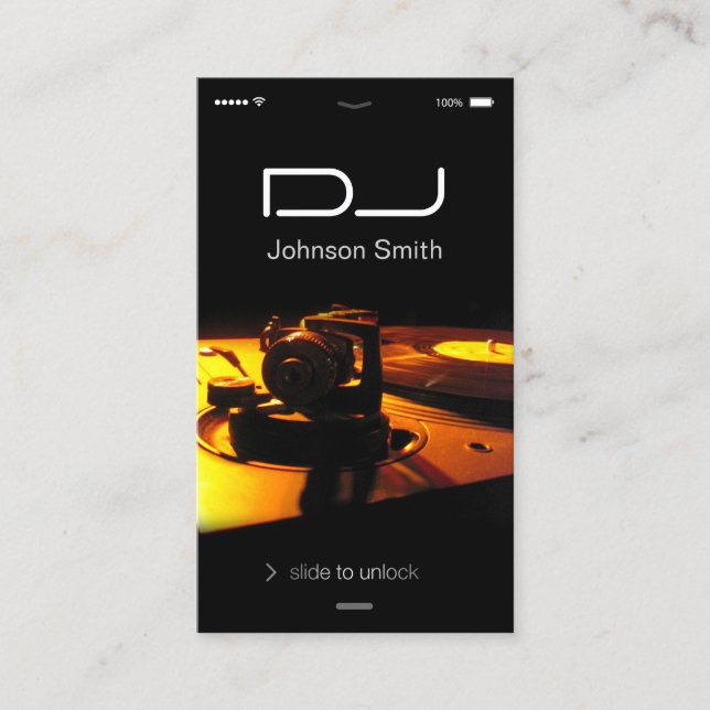 Carte De Visite iPhone iOS Style - Tourne-disque casque Pub DJ (Devant)