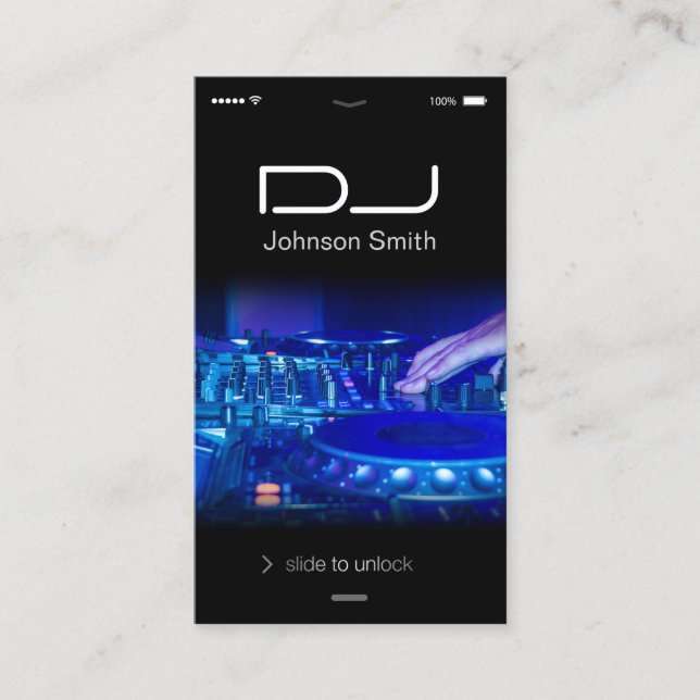 Carte De Visite iPhone iOS Style - Tourne-disque Scratching Music  (Devant)