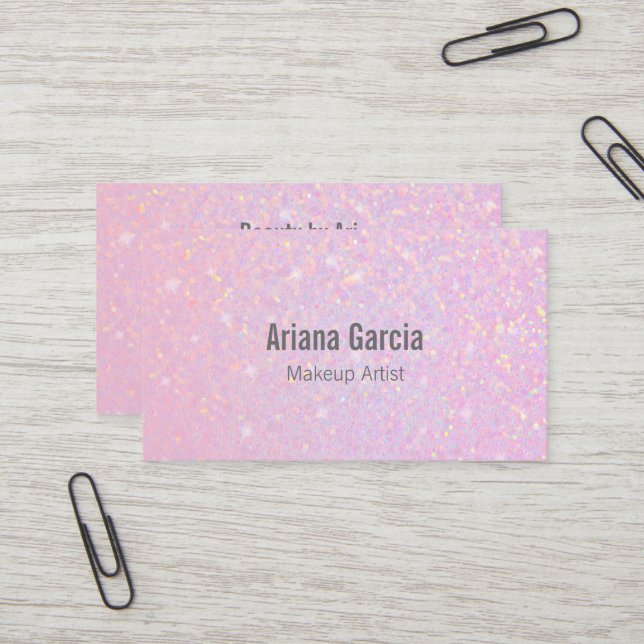 Carte de visite iridescent de beauté de parties (Devant/Arrière en situation)