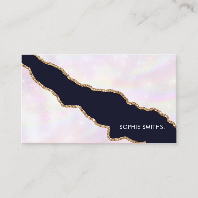 Carte De Visite Iridescent Gold Agate Modern Elegant Feminine (Devant)