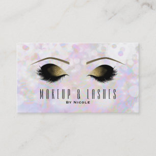 Carte De Visite Iridescente Bokeh Lights maquillage Eyelashes Beau