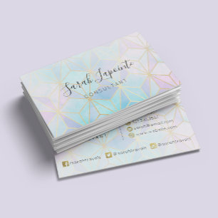 Carte De Visite Iridescente branchée et design géométrique Pastel