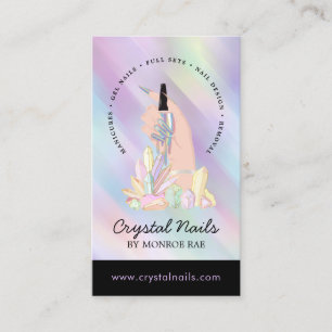 Carte De Visite Iridescente Crystal Nail Technicien Beauté Salon 