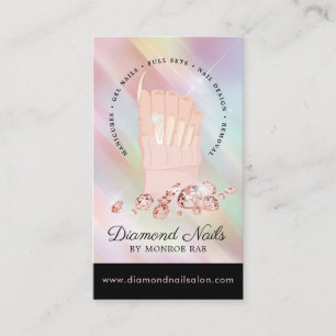 Carte De Visite Iridescente Diamond Nail Salon Nail Tech Artiste