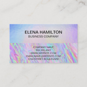 Carte De Visite Iridescente Holographique Pastel Texture de l'huil