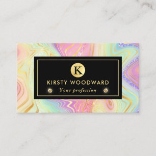 Carte De Visite Iridescente Rainbow Gradient et Gold Foil Strata