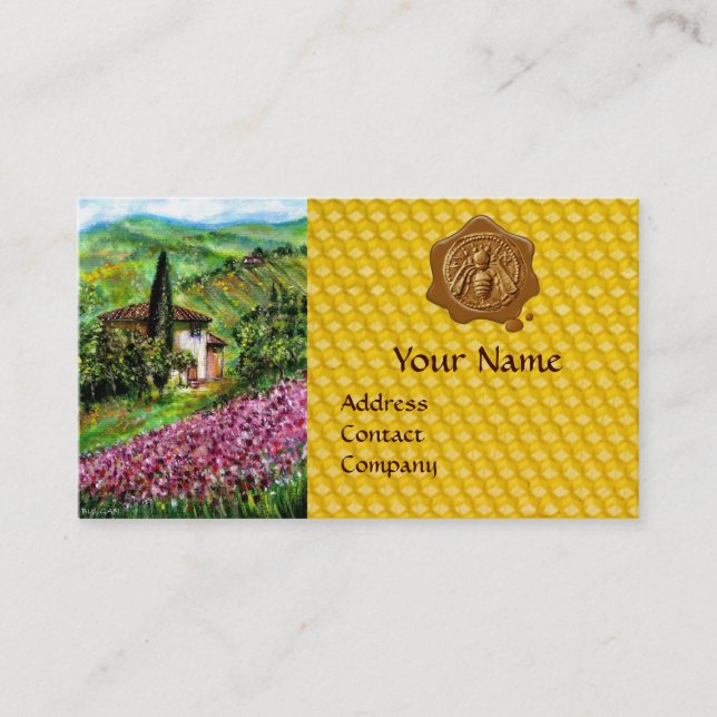 CARTE DE VISITE IRISES, CHAMPS DE FLEURS, HONEY BEE SCEAL DE CIRE, (Devant)