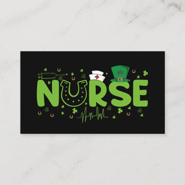 Carte De Visite Irlandais Infirmière Stethoscope Scrub Patricks jo (Devant)