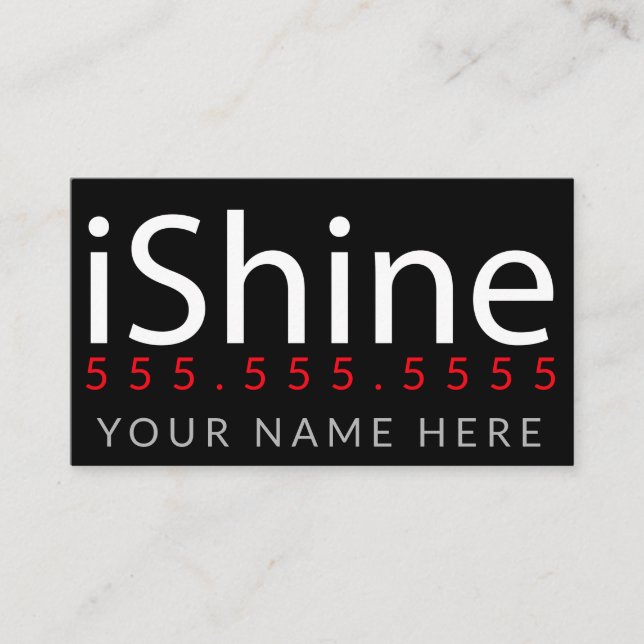Carte De Visite iShine. Affaires faisantes le ménage de nettoyage (Devant)