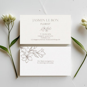 Carte De Visite Ivoire et blanc Fleur minimaliste chic