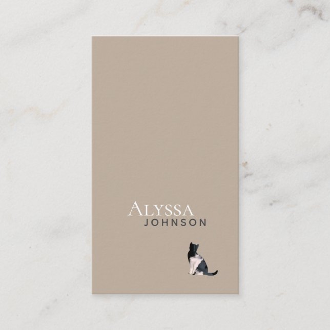 Carte De Visite Ivoirienne Brown Calico Cloud Chat Minimal (Devant)