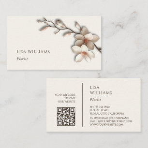 Carte De Visite Ivory 3D Magnolia Rustique   Code QR