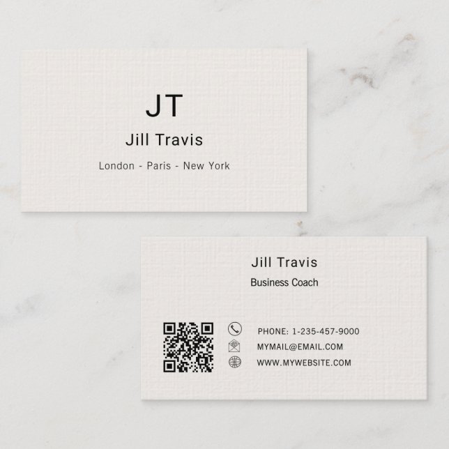 Carte De Visite Ivory cream modern minimalst luxury (Devant / Derrière)