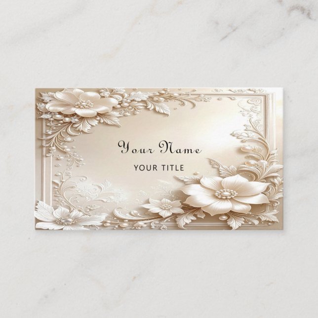 Carte De Visite Ivory Flowers Business Card (Devant)