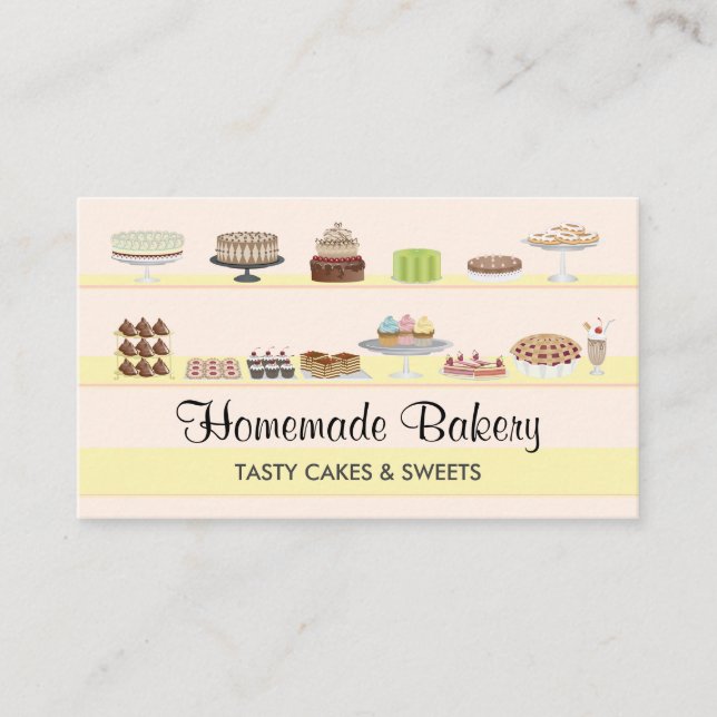 Carte De Visite Ivory Pink Tasty Boulangerie Gâteaux Sucres Bonbon (Devant)