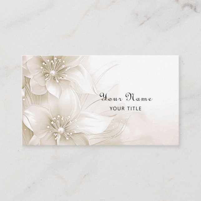 Carte De Visite Ivory White Flowers Business Card (Devant)