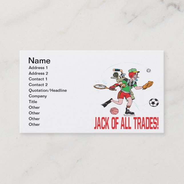 Carte De Visite Jack de tous les commerces (Devant)