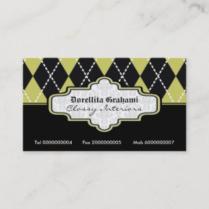 Carte De Visite Jacquard blanc vert olive noir tendance