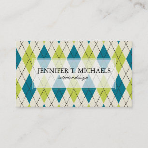 Carte De Visite Jacquard bleu et vert