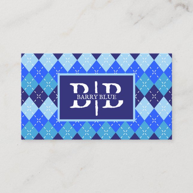 Carte De Visite Jacquard bleu Marque d'affaires unique (Devant)