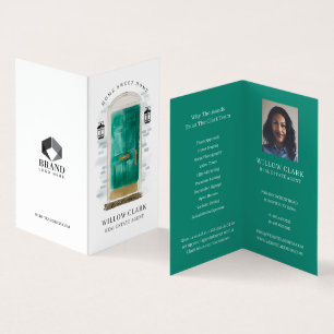 Carte De Visite Jade Green Watercolor Porte avant Photo & Services
