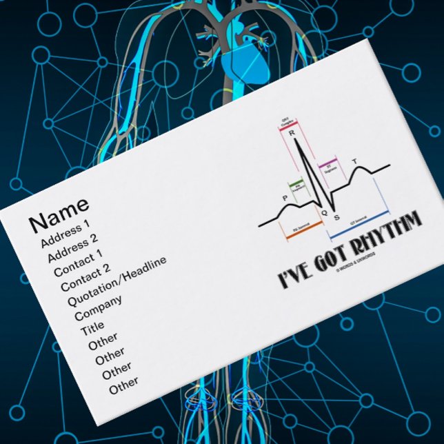 Carte De Visite J'ai le rythme (ECG / EKG Electrocardiogramme) (If you have a heartbeat, you'll enjoy introducing yourself with this "I've Got Rhythm" biz card!)