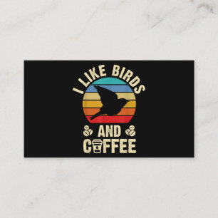 Carte De Visite J'aime Birds & Coffee Funny vintage Birds thème lo