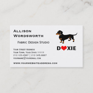Carte De Visite J'aime des Doxies - noir et teckel de Tan