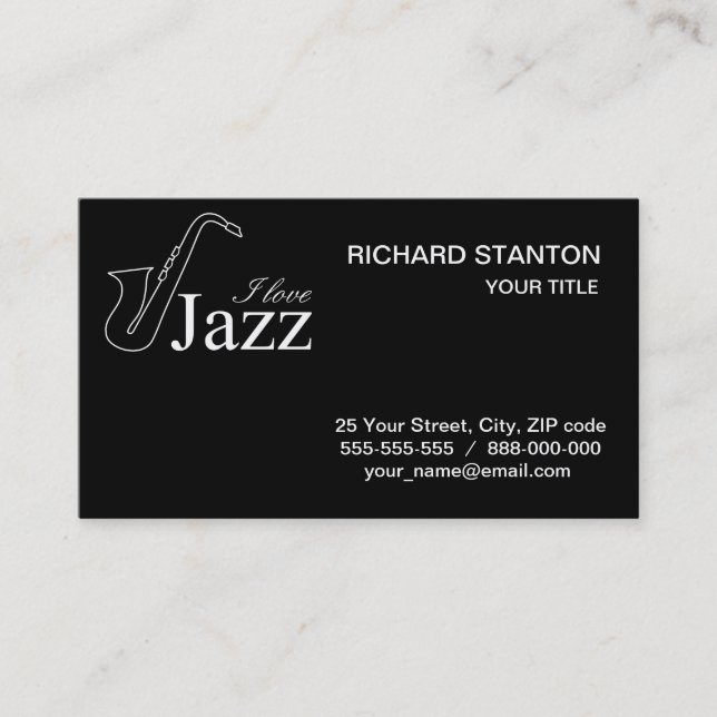 Carte De Visite J'aime le jazz (Devant)