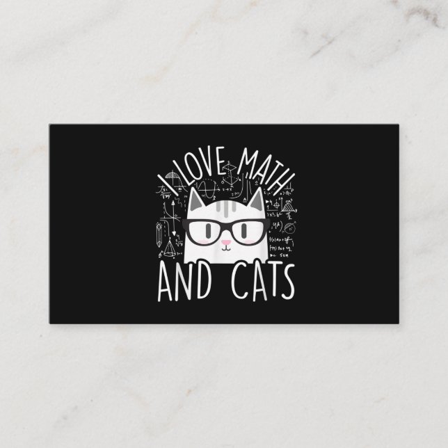 Carte De Visite J'Aime Les Maths Et Les Chats Cute Kitty Chat (Devant)