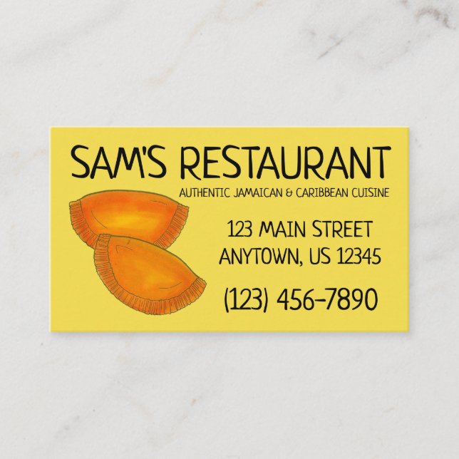 Carte De Visite Jamaican Beef Patty Caribbean Restaurant Nourritur (Devant)