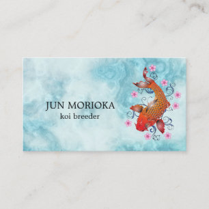 Carte De Visite Japonais Koi sur l'arrière - plan bleu