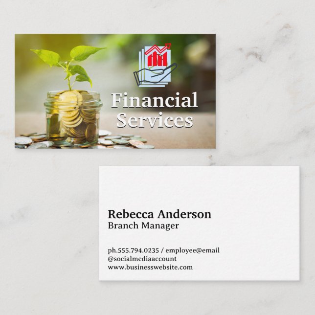 Carte De Visite Jar plein de changement | Logo financier (Devant / Derrière)