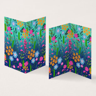 Carte De Visite Jardin à fleurs de couleur bleue