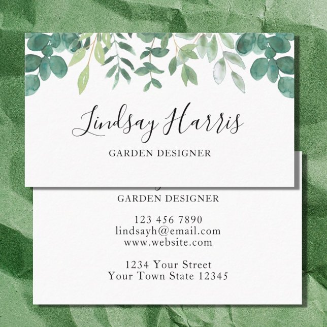 Carte De Visite Jardin concepteur aquarelle Eucalyptus Foliage (Créateur téléchargé)