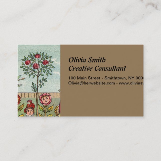 Carte De Visite Jardin Cultivation Flower Woman Art Antique (Devant)