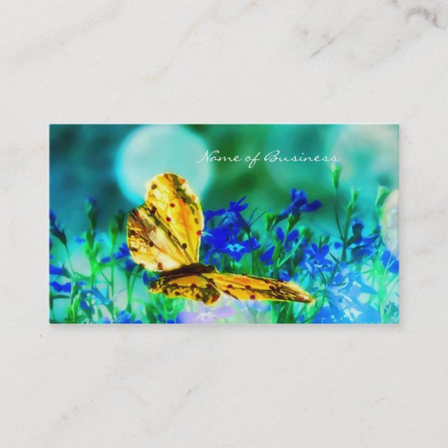Carte De Visite Jardin d'agrément élégant de bleu de papillon (Devant)