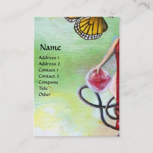 Carte De Visite JARDIN DE MELISSA bleu rouge violet fuchsia blanc (Devant)