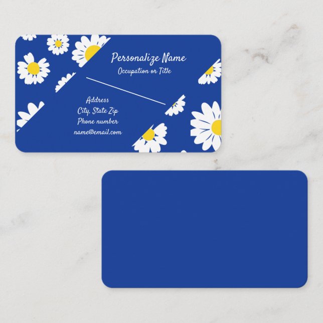 Carte De Visite Jardin Fleur Retro Daisy Thème Floral (Devant / Derrière)
