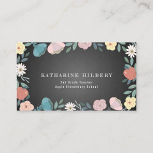 Carte De Visite Jardin floral d'Apple Enseignant en tableau noir