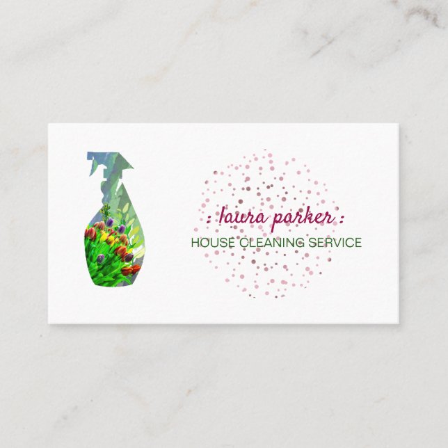 Carte De Visite Jardin floral de service de nettoyage de bouteille (Devant)