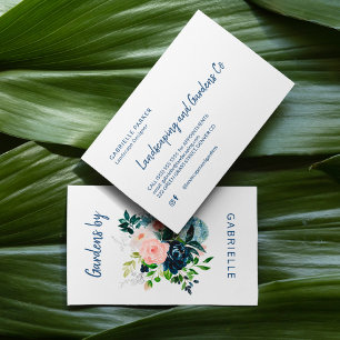 Carte De Visite Jardin marin à fleurs d'aquarelle moderne