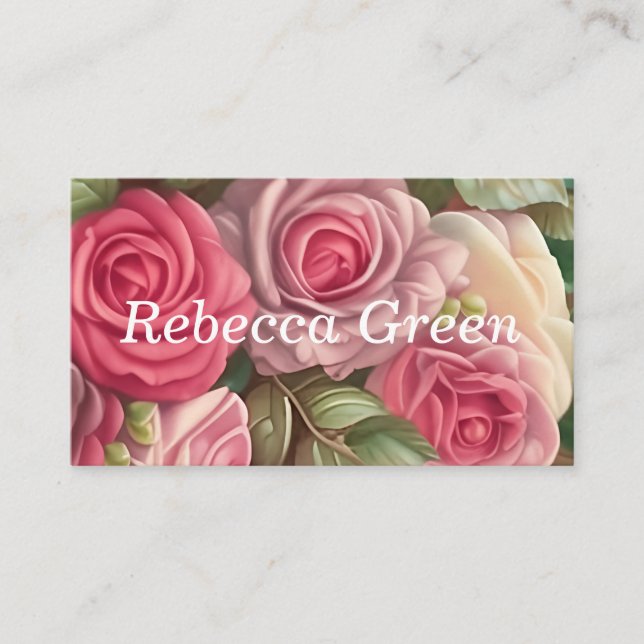 Carte De Visite Jardin Rose victorien - Bouquet Mariage (Devant)